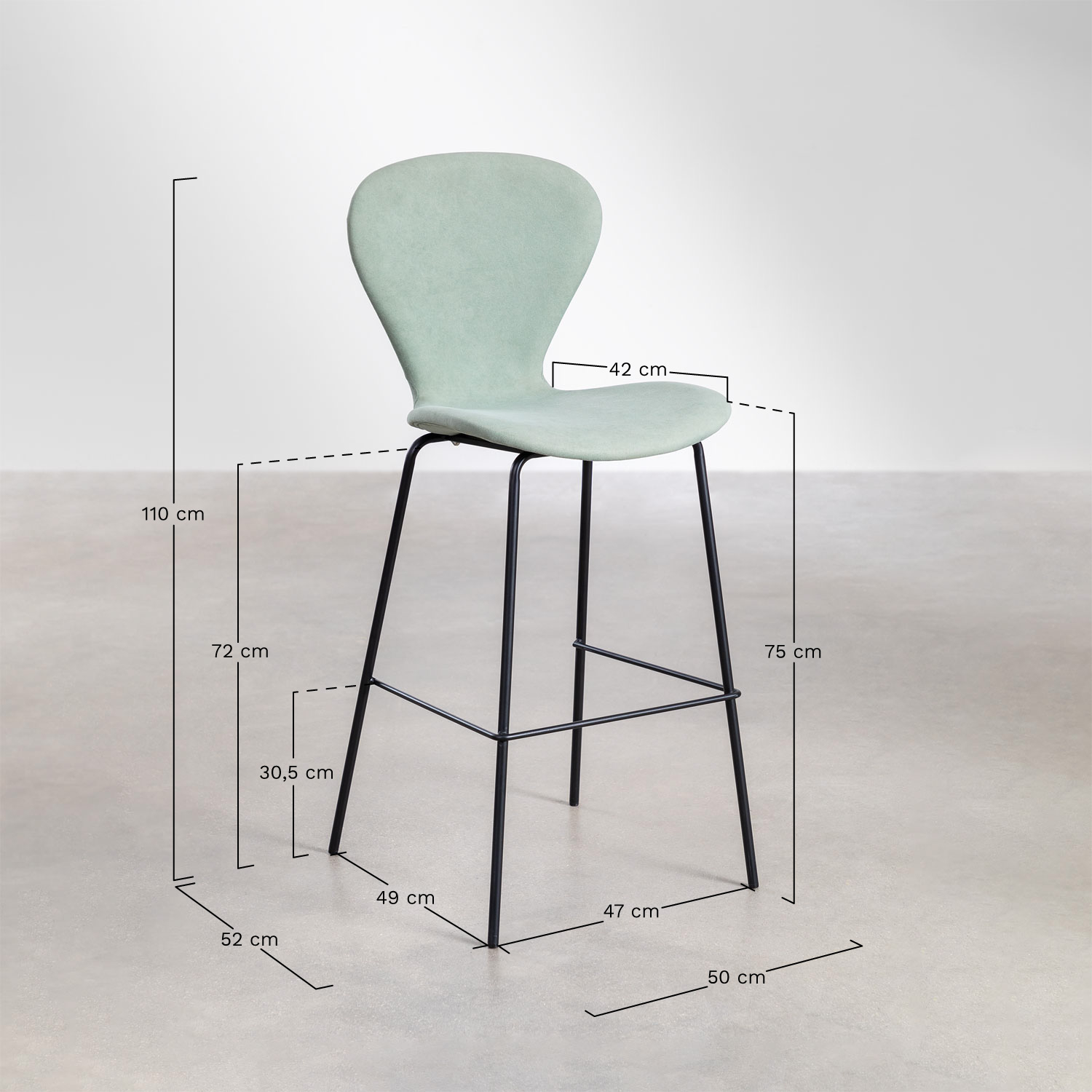 Sur un tabouret haut., mesures