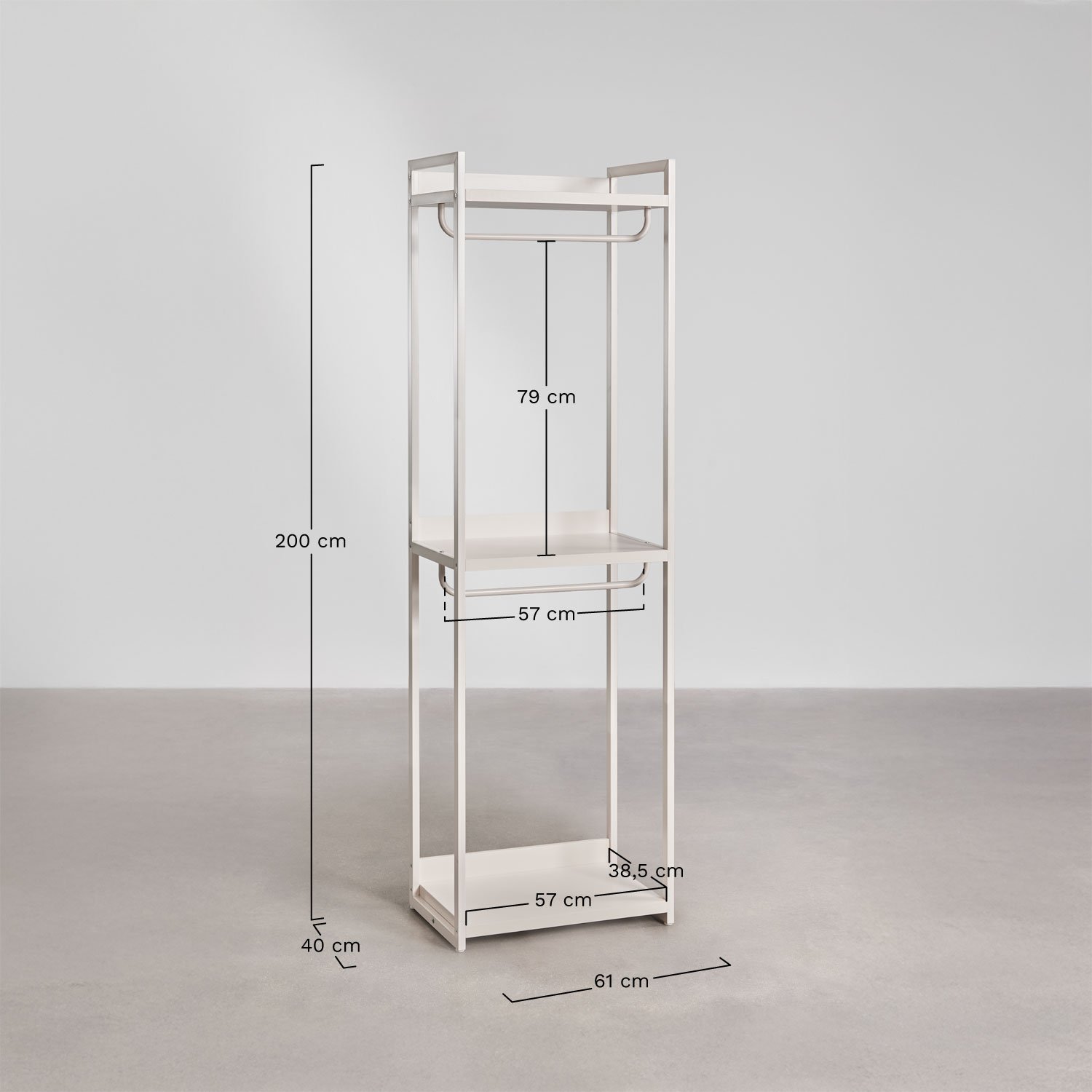 Armoire ouverte en fer Velunis, mesures