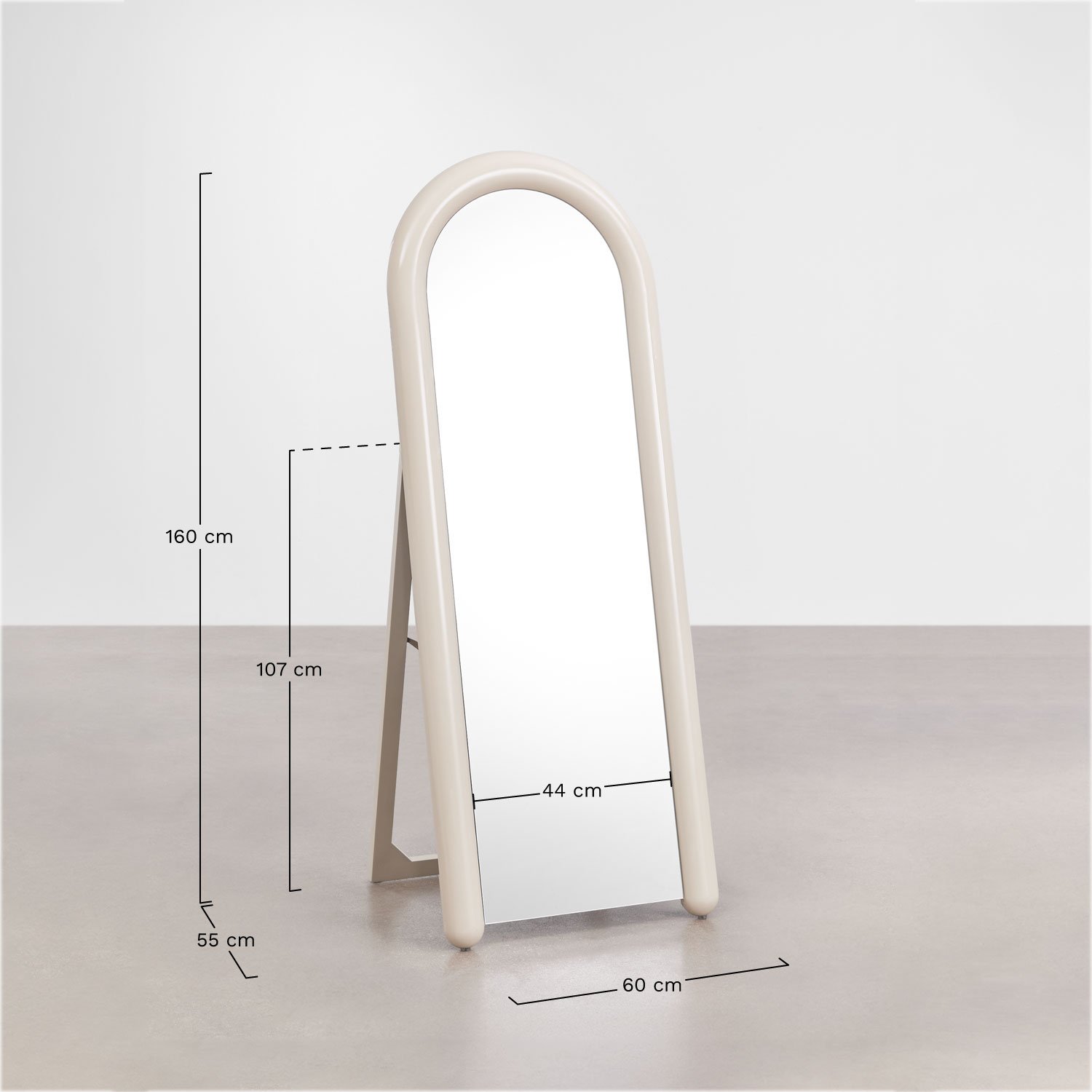 Miroir sur pied 60x160 cm en MDF Nurevi, mesures