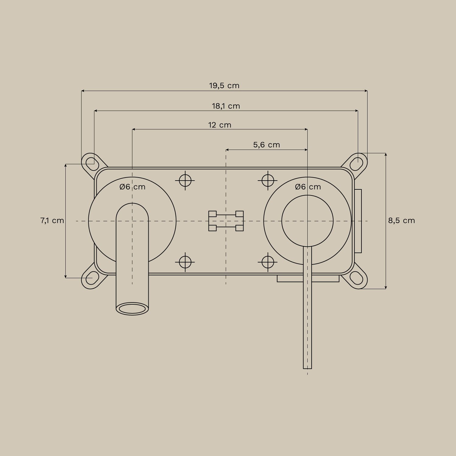 Ensemble de meubles de salle de bain suspendus en teck Georgy, mesures