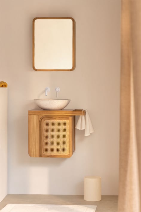 Ensemble de meuble de salle de bain suspendu en bois de teck Georgy