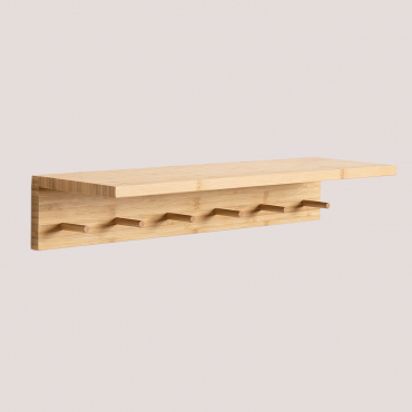 Porte-manteau Mural Avec Étagère ↔︎ 60 Cm En Bambou Gari Naturel - Sklum