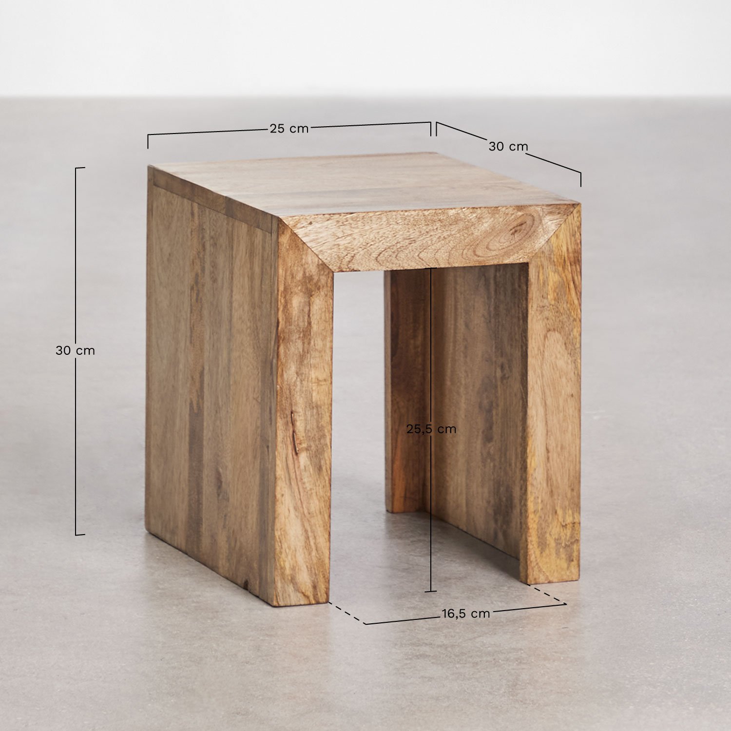 Tables d'appoint gigognes rectangulaires en bois de manguier Woodsen, mesures