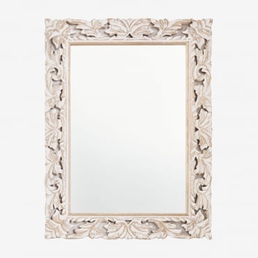 Miroir Mural Rectangulaire En Bois De Manguier Arnas 60 X 80 Cm - Sklum