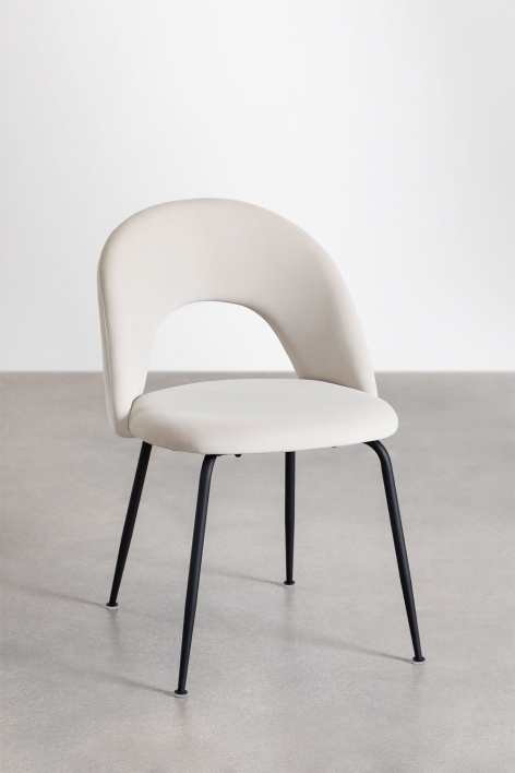 Pack de 4 chaises de salle à manger rembourrées Glorys - Velours Beige Crème