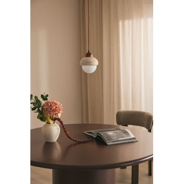 Plafonnier Ø15 cm en travertin et bois Davise