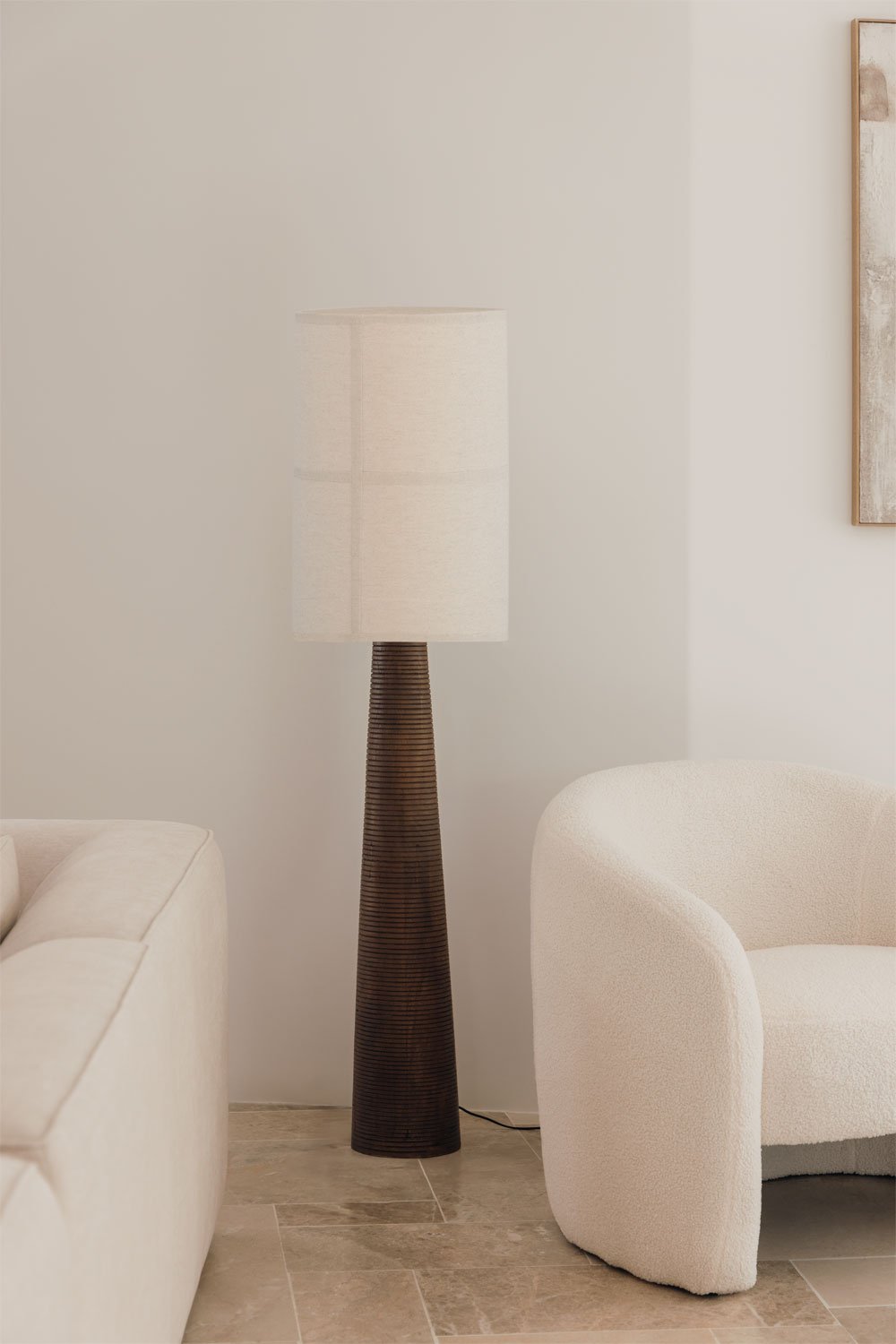 Lampe sur pied en bois de manguier Malva