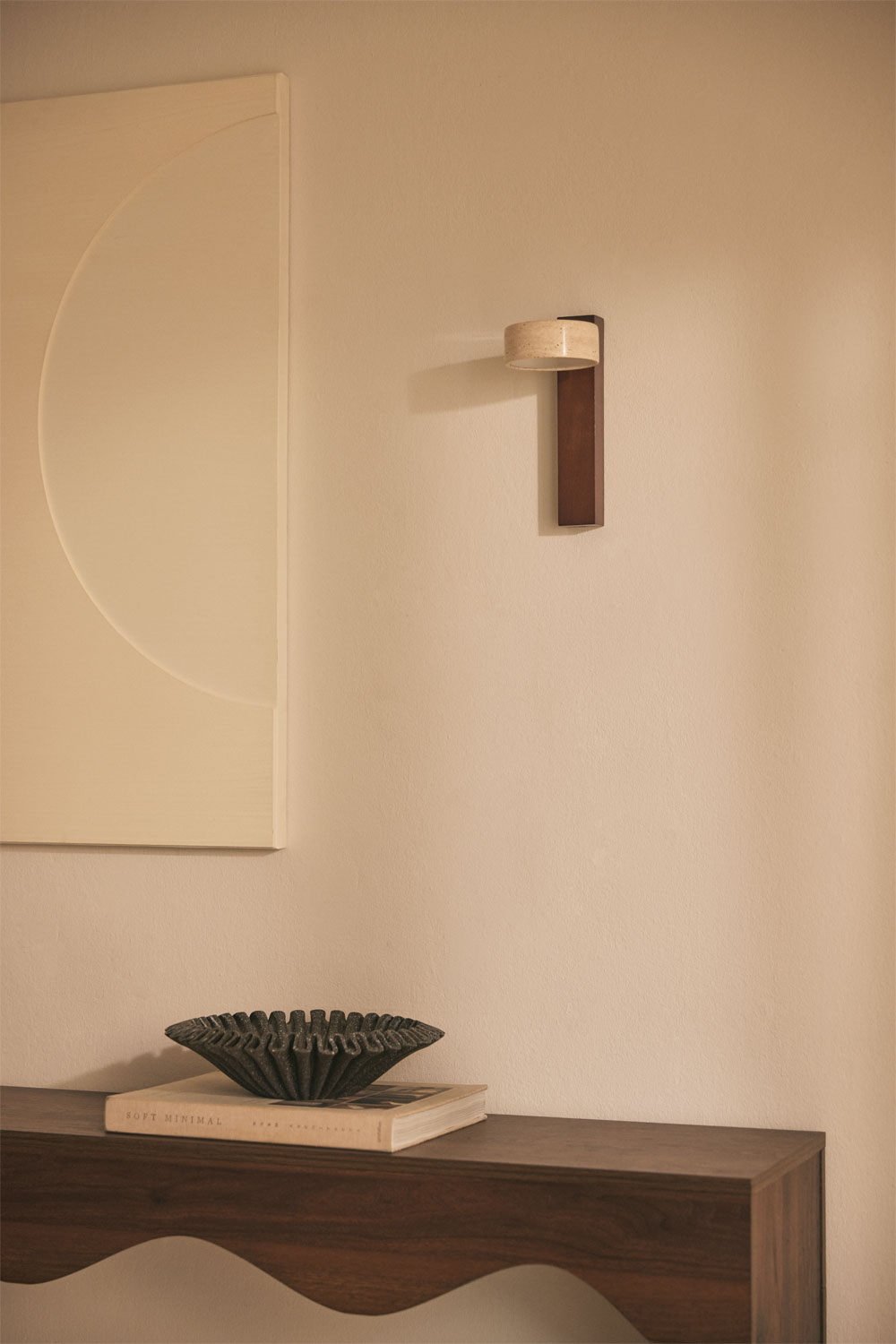 Applique mural LED en bois et travertin Davise