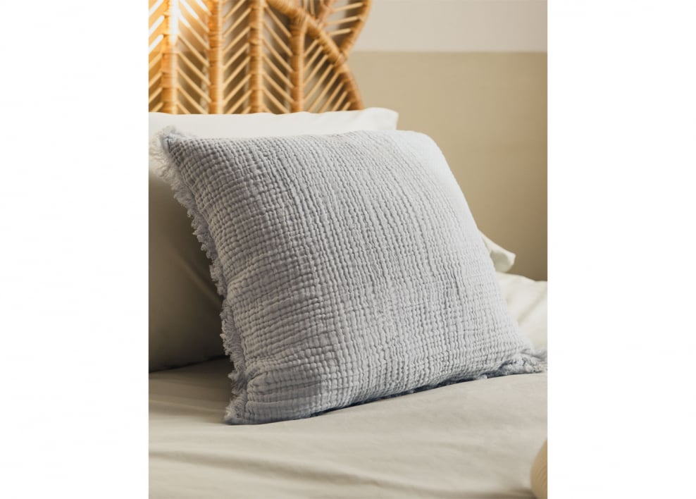 Coussin carré 45x45 cm en gaze de coton Jobert - Bleu ciel