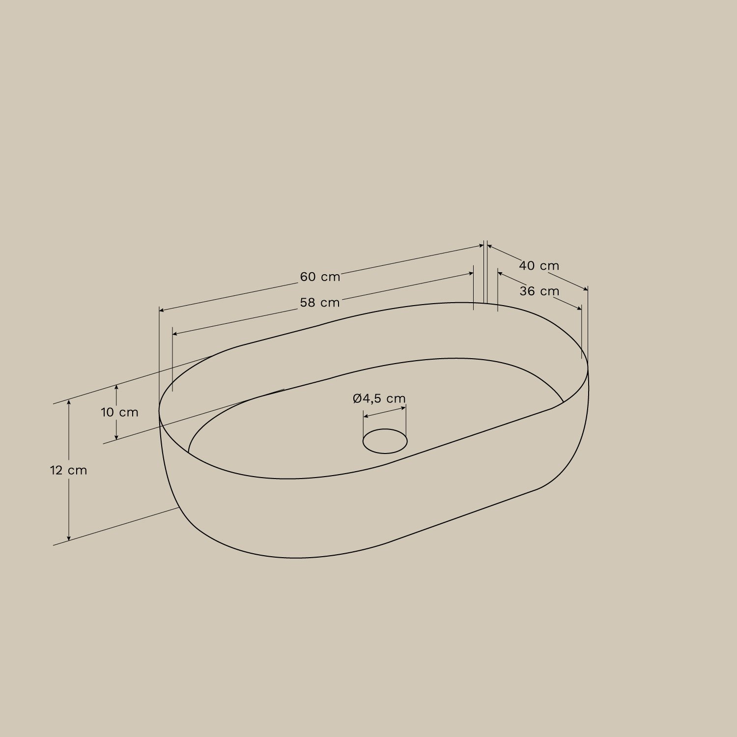 Lavabo en céramique Lime, mesures
