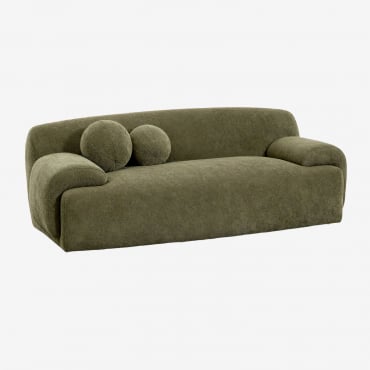 Canapé 2 Places Tapissé Shirina Chenille Verte Army - Sklum