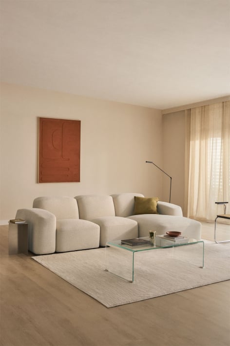 Canapé modulable Bastian 3 pièces avec méridienne droite - Chenille Épais Blanc