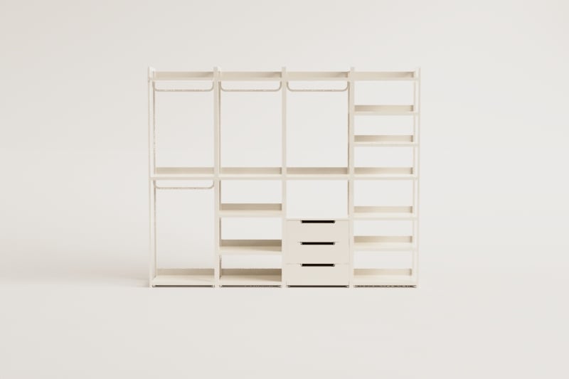 Armoire modulaire ouverte Velunis 4 pièces avec étagères en fer