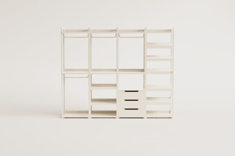 Armoire modulaire ouverte Velunis 4 pièces avec étagère à chaussures en fer