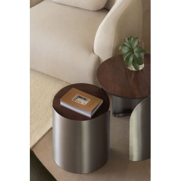 Table D'appoint Ronde Xireisa En Bois De Manguier Et Acier Inoxydable Ø45 Cm - ↑55 Cm - Sklum