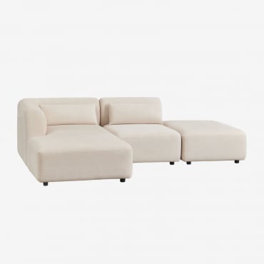 Canapé Modulable Méridienne Gauche 2 Pièces Avec Pouf Fogler Velours Côtelé Beige Lin - Sklum