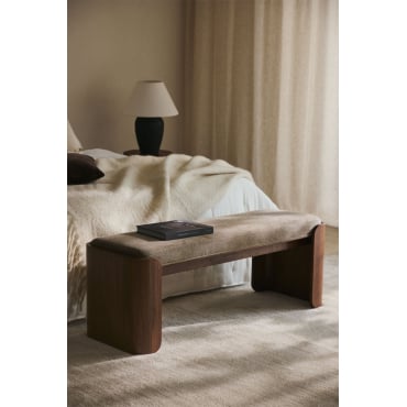 Banc en bois de caoutchouc et placage Lofren