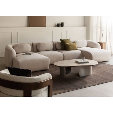 Canapé modulaire avec double chaise longue 4 pièces en chenille Coquette