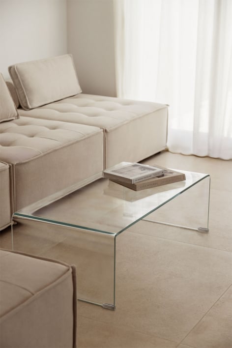 Table basse rectangulaire 110x55 cm en verre trempé Crhis - Transparent