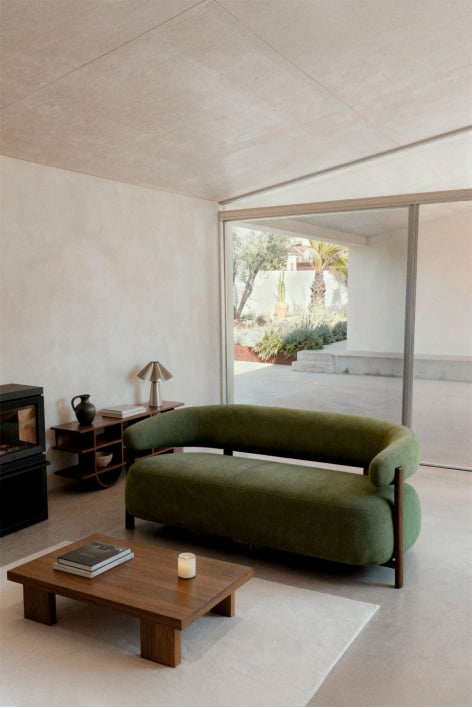 Canapé 2 places en tissu chenille et fer Jolie - Marron Bois Foncé