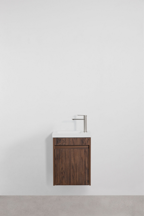 Ensemble meuble de salle de bain suspendu en bois avec lavabo intégré Narek - Bois Foncé