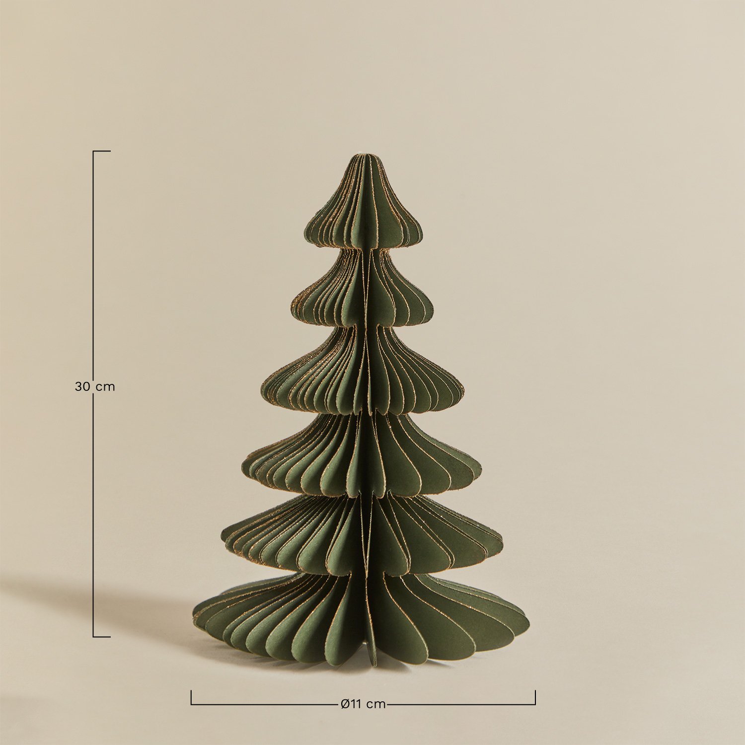 Pack de 3 arbres de Noël en papier Navira, mesures