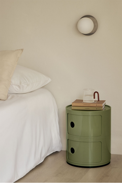 Table de chevet ronde Ø30 cm avec étagères Babel - Vert Olive Intense