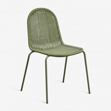 Pack De 2 Chaises De Jardin Empilables En Rotin Synthétique Reiven Vert Olive Intense - Sklum