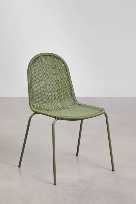 Chaise de salle à manger empilable en rotin synthétique Reiven - Vert Olive Intense