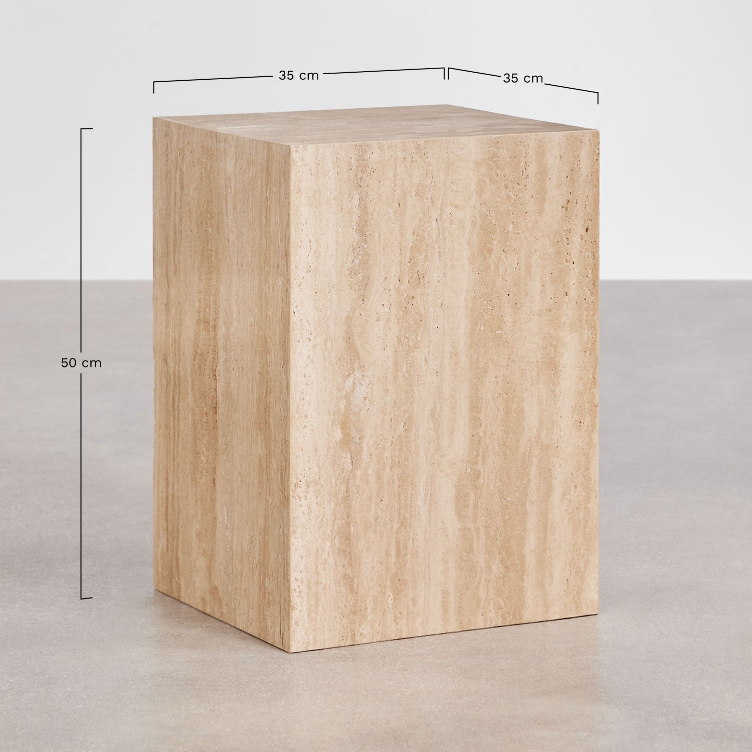 Table d'appoint carrée 35x35 cm en pierre naturelle Aluret, mesures