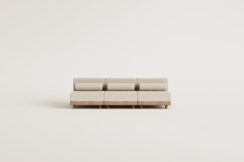 Canapé modulaire de jardin 3 pièces en acacia Edrien