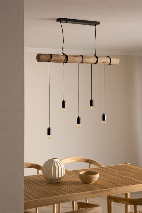 Suspension en bois d'eucalyptus Silian - Noir