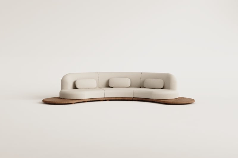 Canapé modulaire en U de jardin 3 pièces en bois d'acacia Gerard