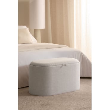 Pouf ovale 70 cm avec plateau et rangement tapissé Berkeleni