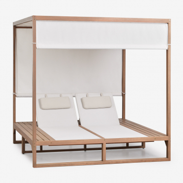 Lit Balinais Inclinable En Bois D'eucalyptus Dune Brun Eucalyptus Clair - Sklum