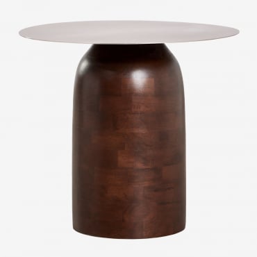 Table D'appoint Ronde Ø40 Cm Alliser Marron Bois Foncé & Gris Acier - Sklum