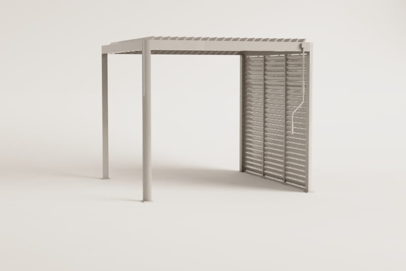 Pergola bioclimatique à lames avec panneau latéral en aluminium Druvia