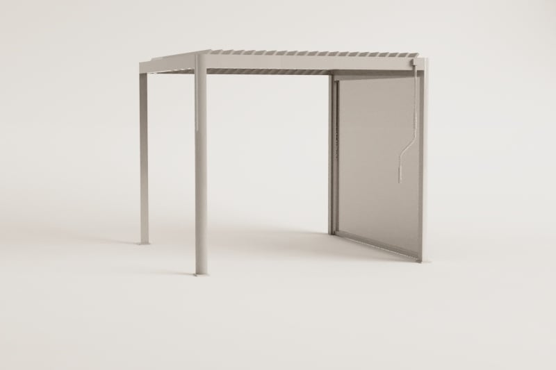 Pergola bioclimatique à lames avec store latéral en aluminium Druvia