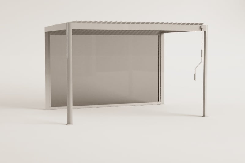 Pergola bioclimatique à lames avec store latéral en aluminium Druvia