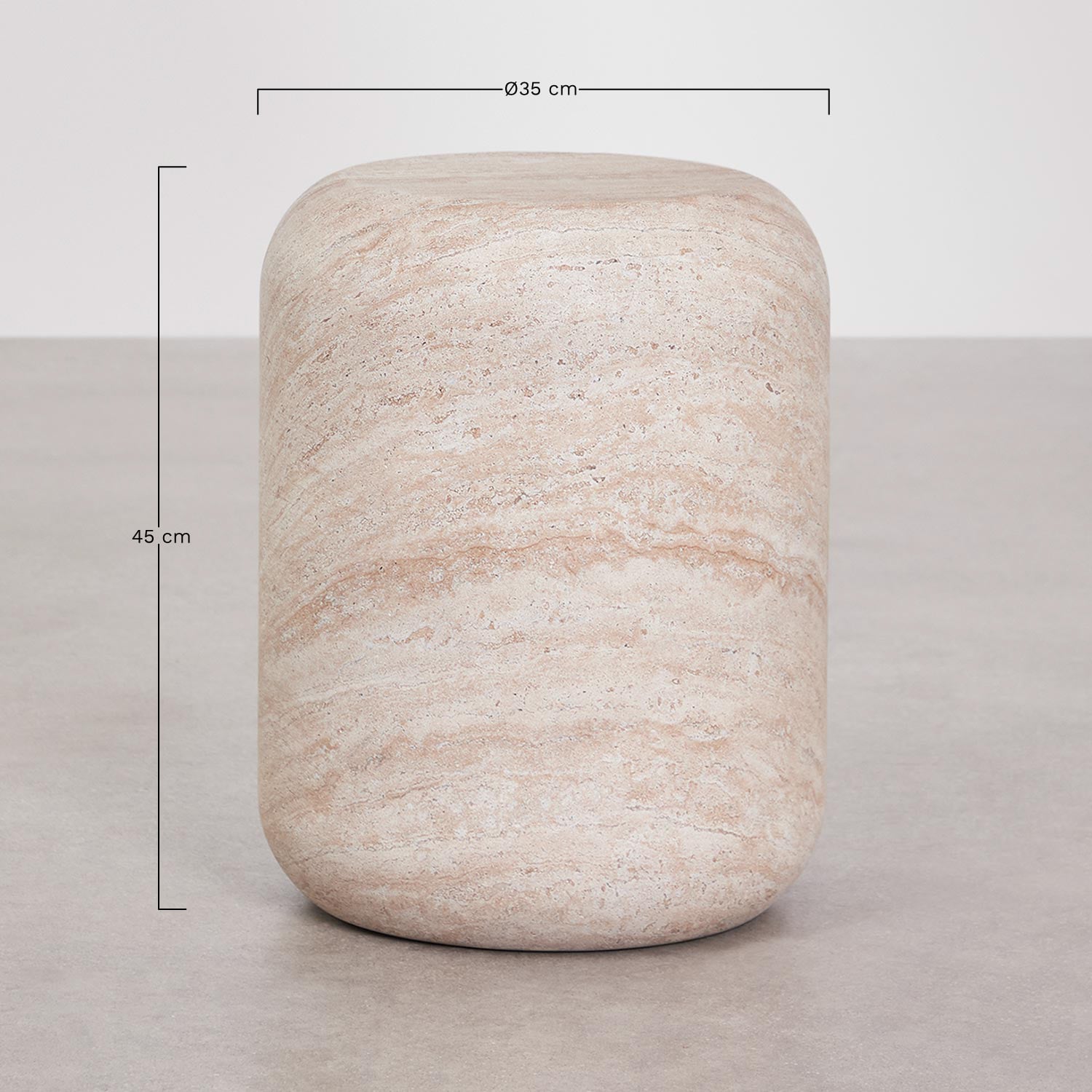 Lot de 2 tables de chevet rondes Ø35 cm en ciment Fonelas, mesures