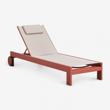 Chaise Longue Inclinable En Aluminium Avec Coussin Akelia Terracota - Sklum