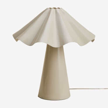 Lampe De Table ↑40 Cm En Fer Veyora Tapioca Beige - Sklum