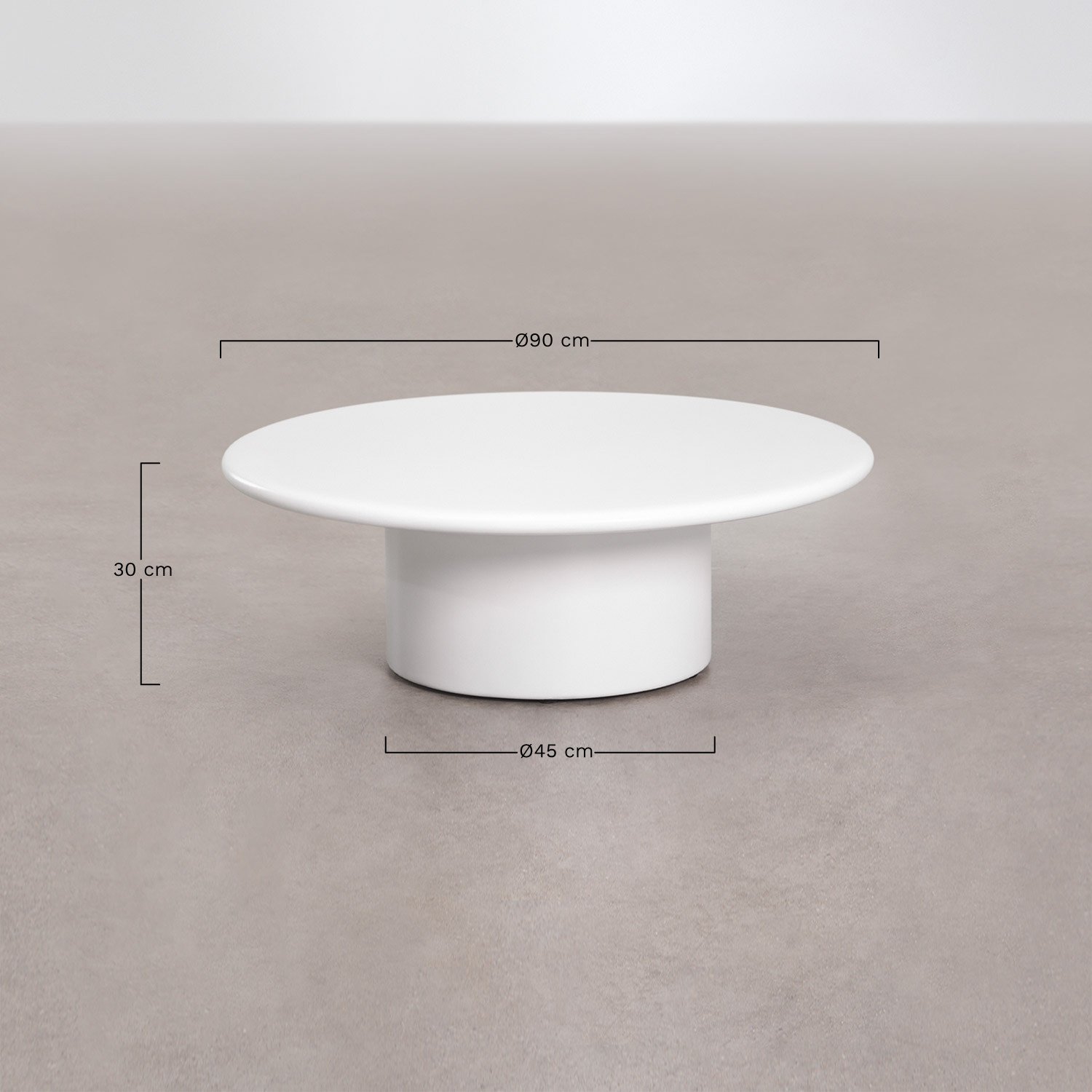 Table basse ronde en ciment Namara, mesures