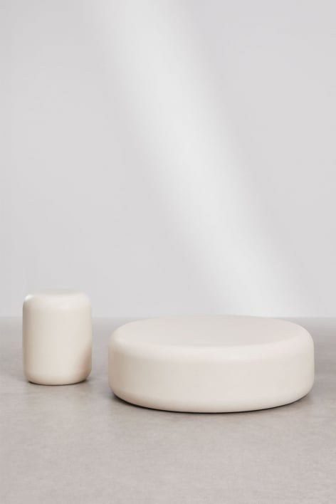 Set de 2 tables basses rondes en ciment Fonelas