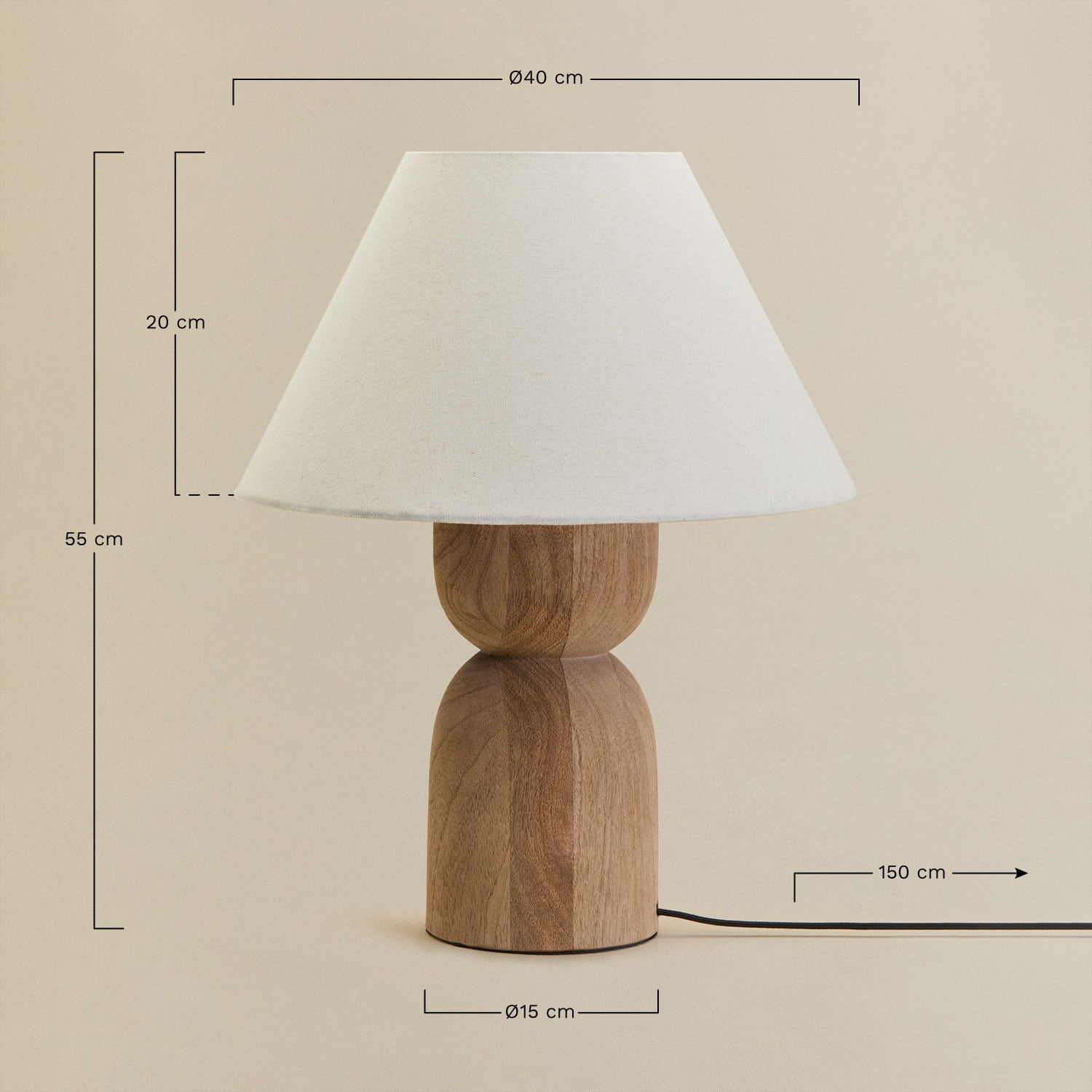 Lampe de table Diniz, mesures