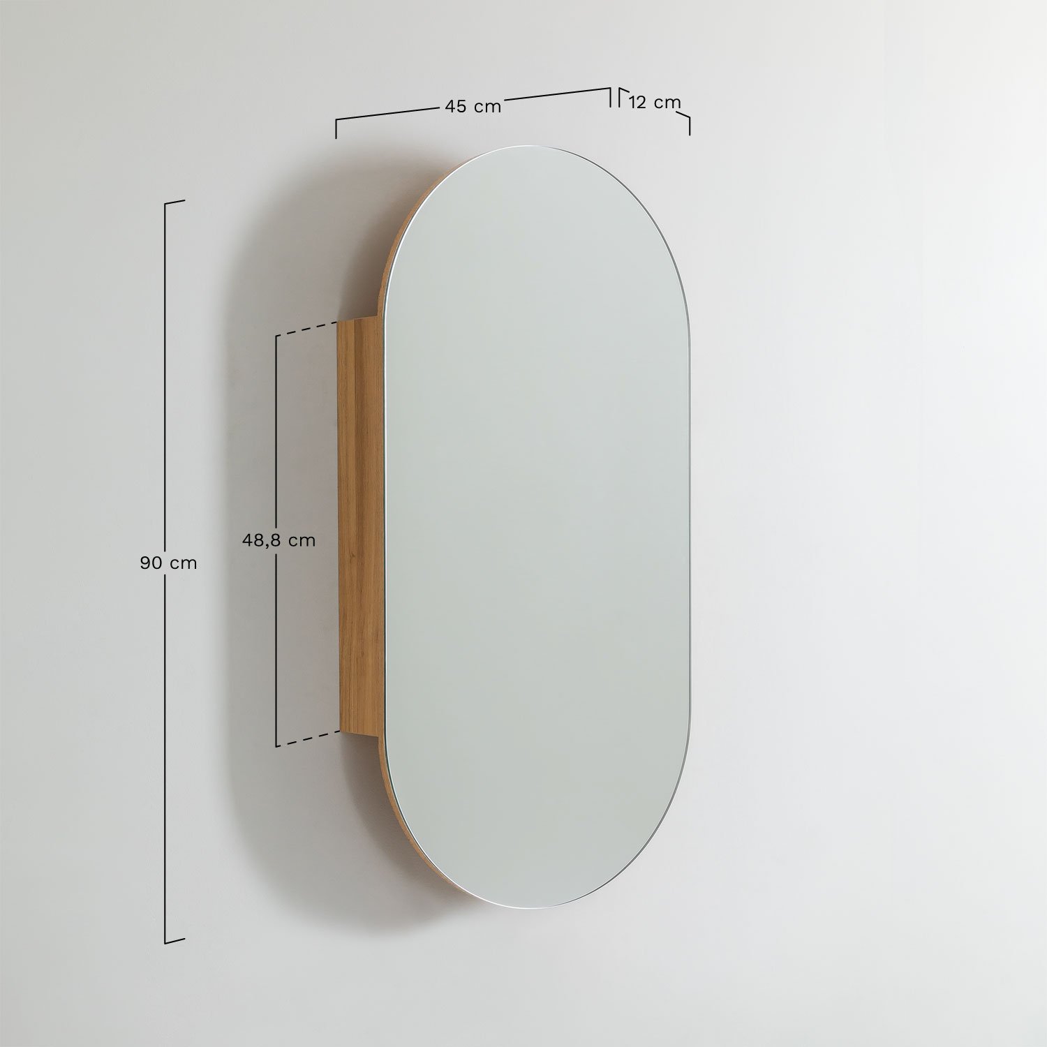 Ensemble de meuble de salle de bain suspendu en bois avec lavabo intégré Narek, mesures