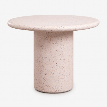 Table De Salle À Manger Ronde En Ciment Emiria Ø100 Cm & Terrazzo Rose Clair - Sklum