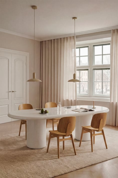 Table de salle à manger ovale 260x110 cm en ciment Aurean