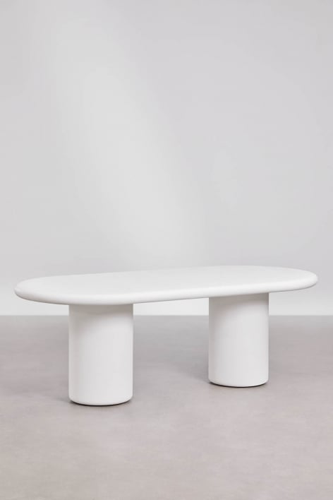 Table de jardin ovale 220x100 cm en ciment Namara