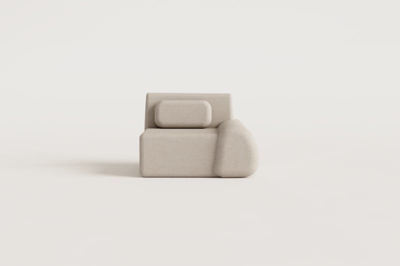 Module d'angle droit avec accoudoir pour canapé modulaire en chenille emballé sous vide Merida